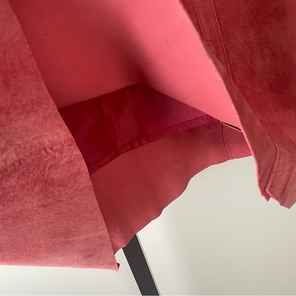 Danier Leather Pink 100% Suede Leather Midi Skirt Size 12 - Picture 6 of 8